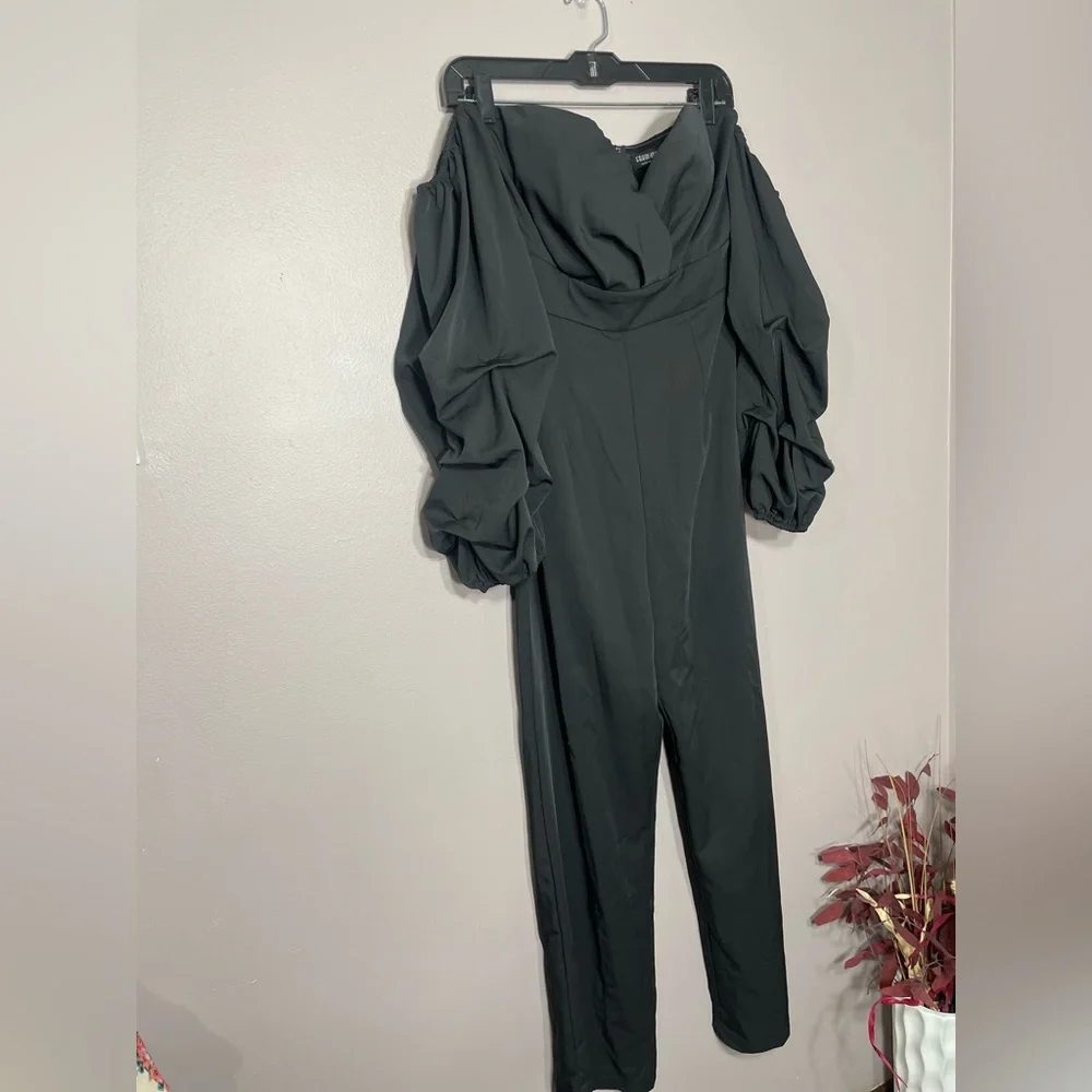 Off Shoulder Black Jumpsuit - Picture 2 of 7